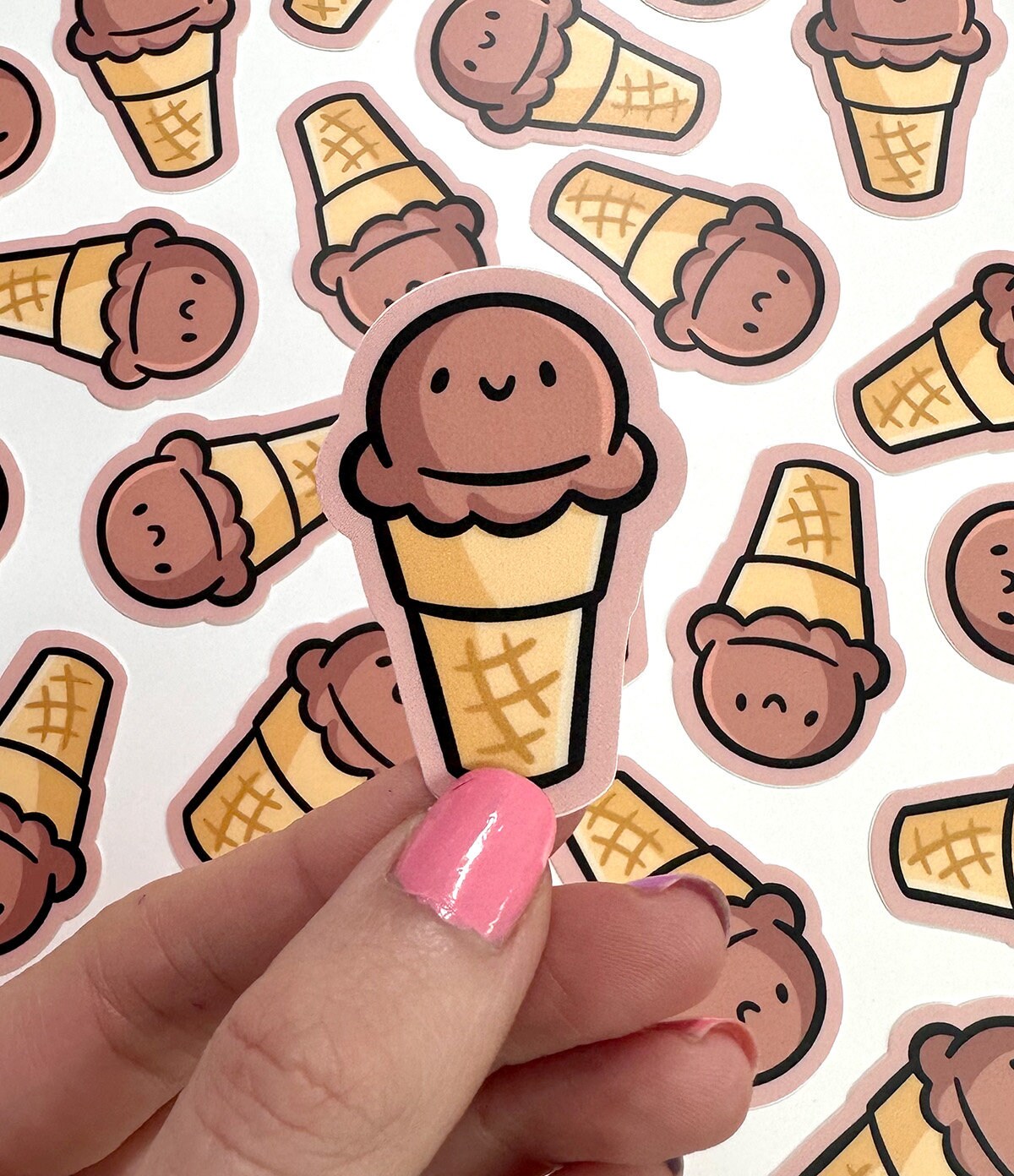 Ice Cream Cone Mini Sticker (Chocolate)