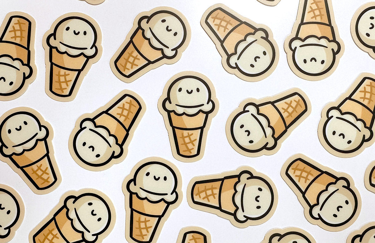 Ice Cream Cone Mini Sticker (Vanilla)