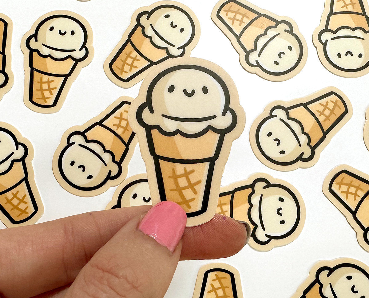 Ice Cream Cone Mini Sticker (Vanilla)