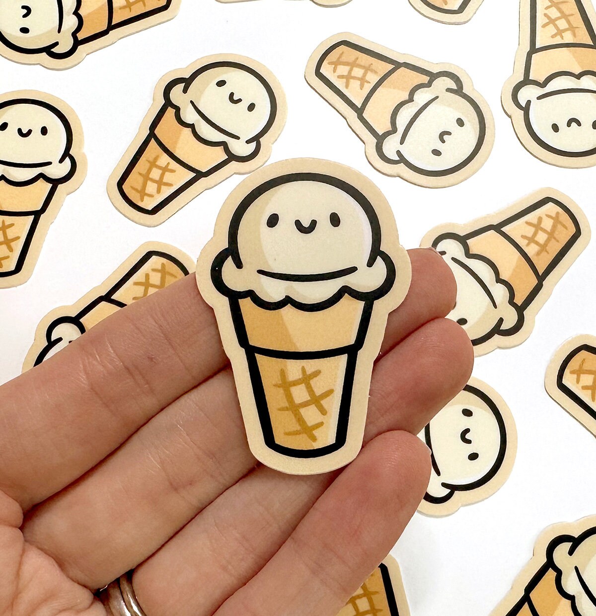 Ice Cream Cone Mini Sticker (Vanilla)