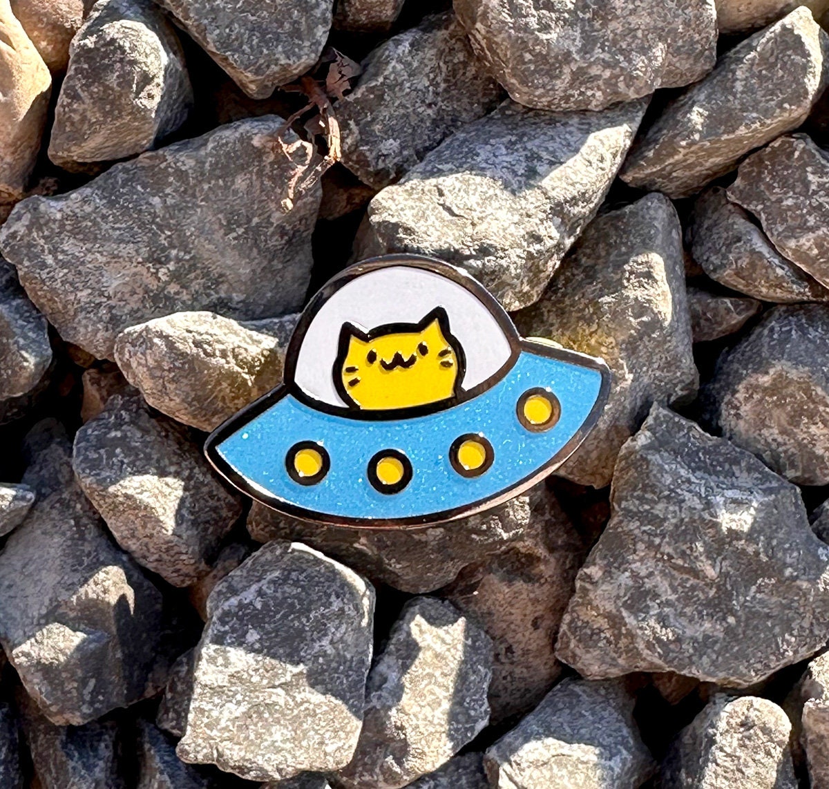 Space Cat Glitter Enamel Pin