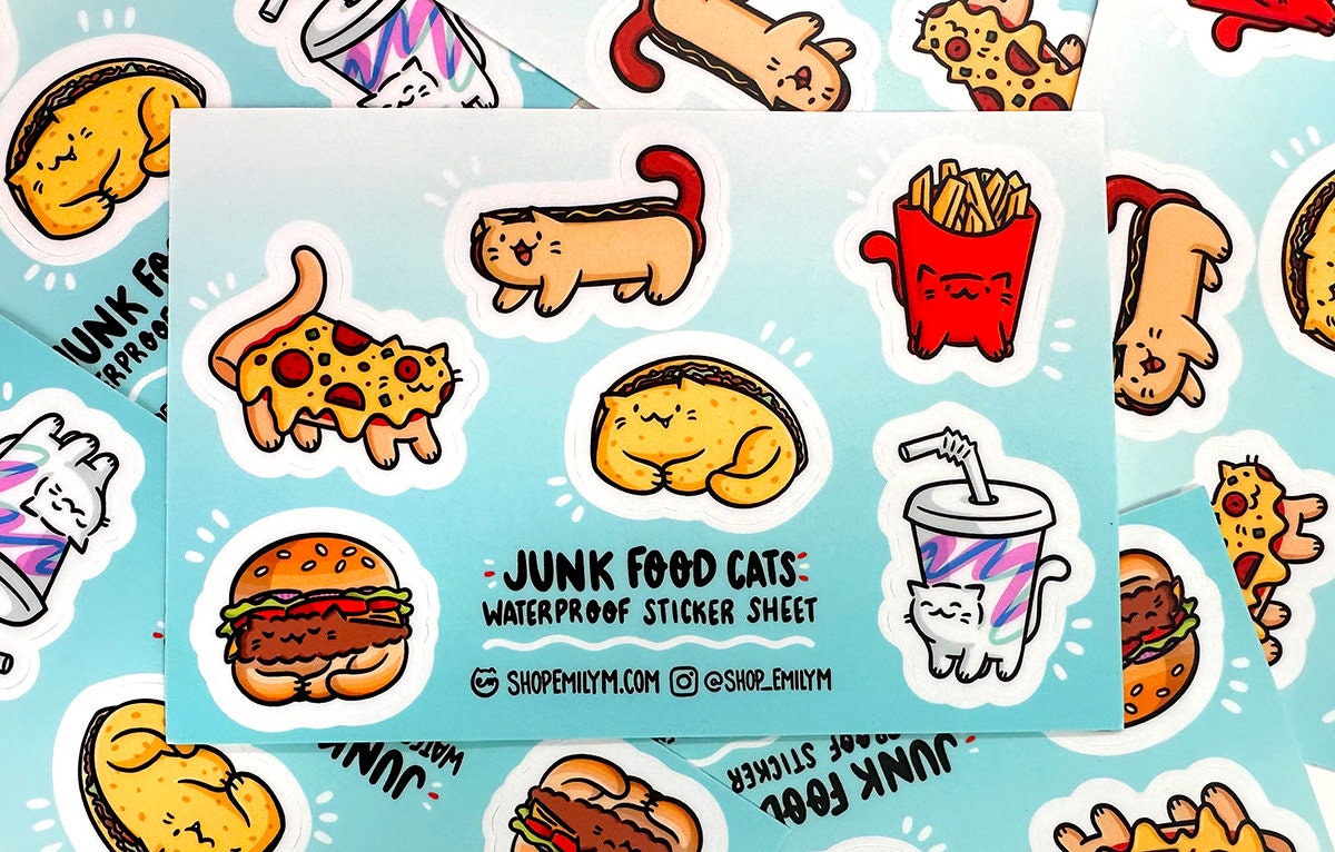 Junk Food Cats Sticker Sheet