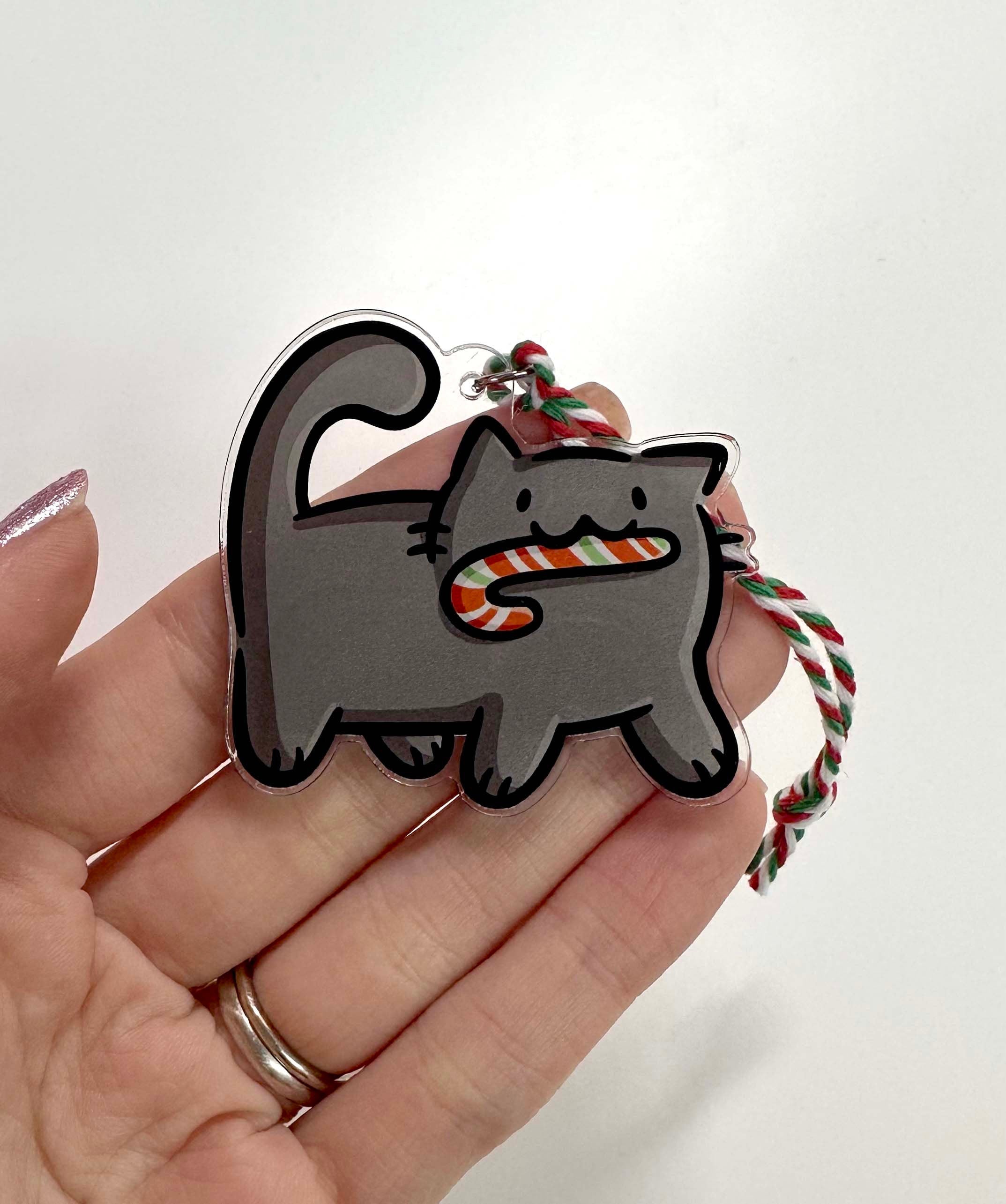 Candy Cane Cat Ornament