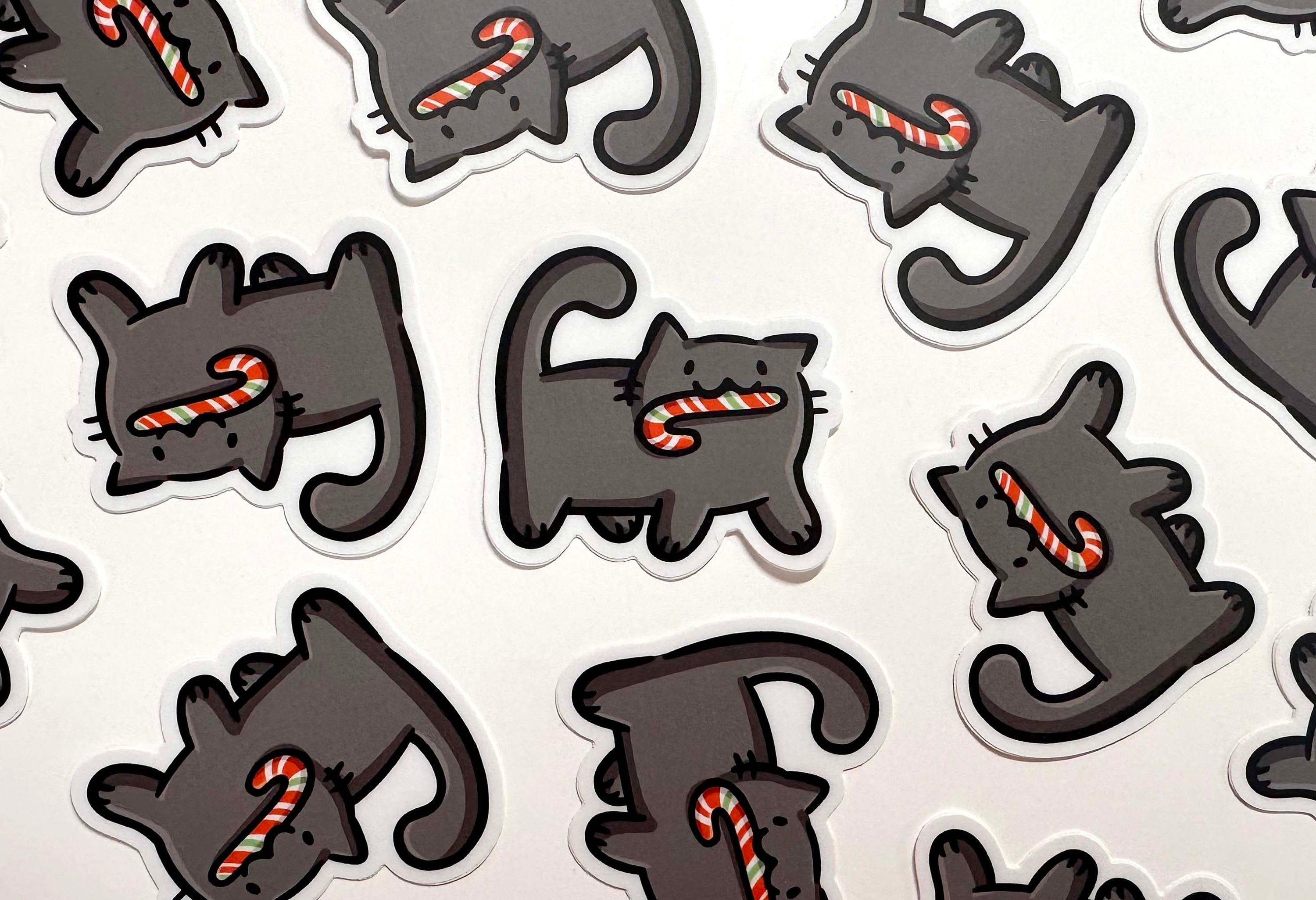Candy Cane Cat Mini Sticker