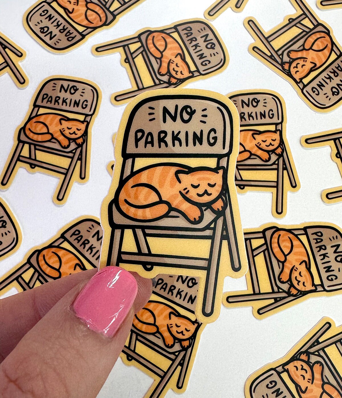 Parking Chair Cat Mini Sticker
