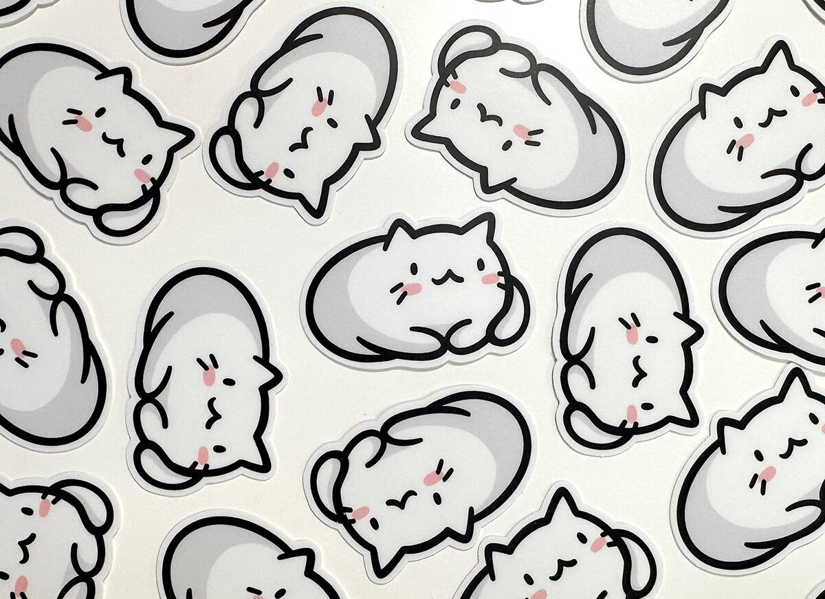 White Cat Mini Sticker