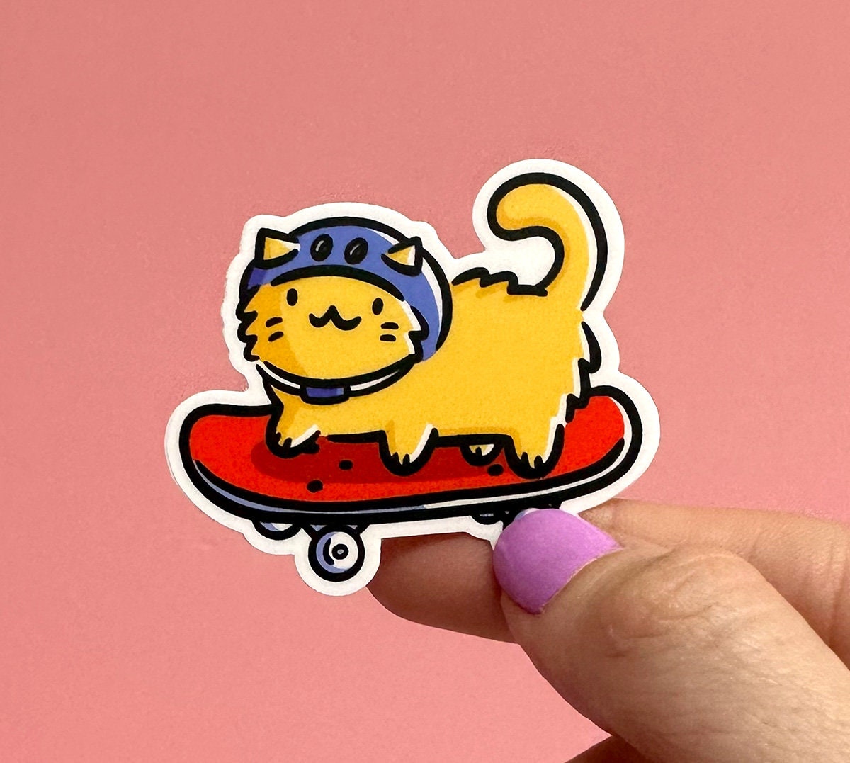 Skateboarding Cat Mini Sticker