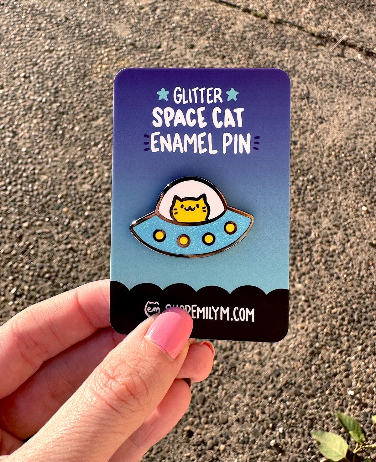 Space Cat Glitter Enamel Pin