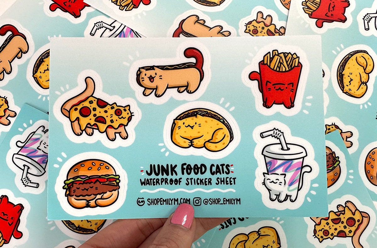 Junk Food Cats Sticker Sheet