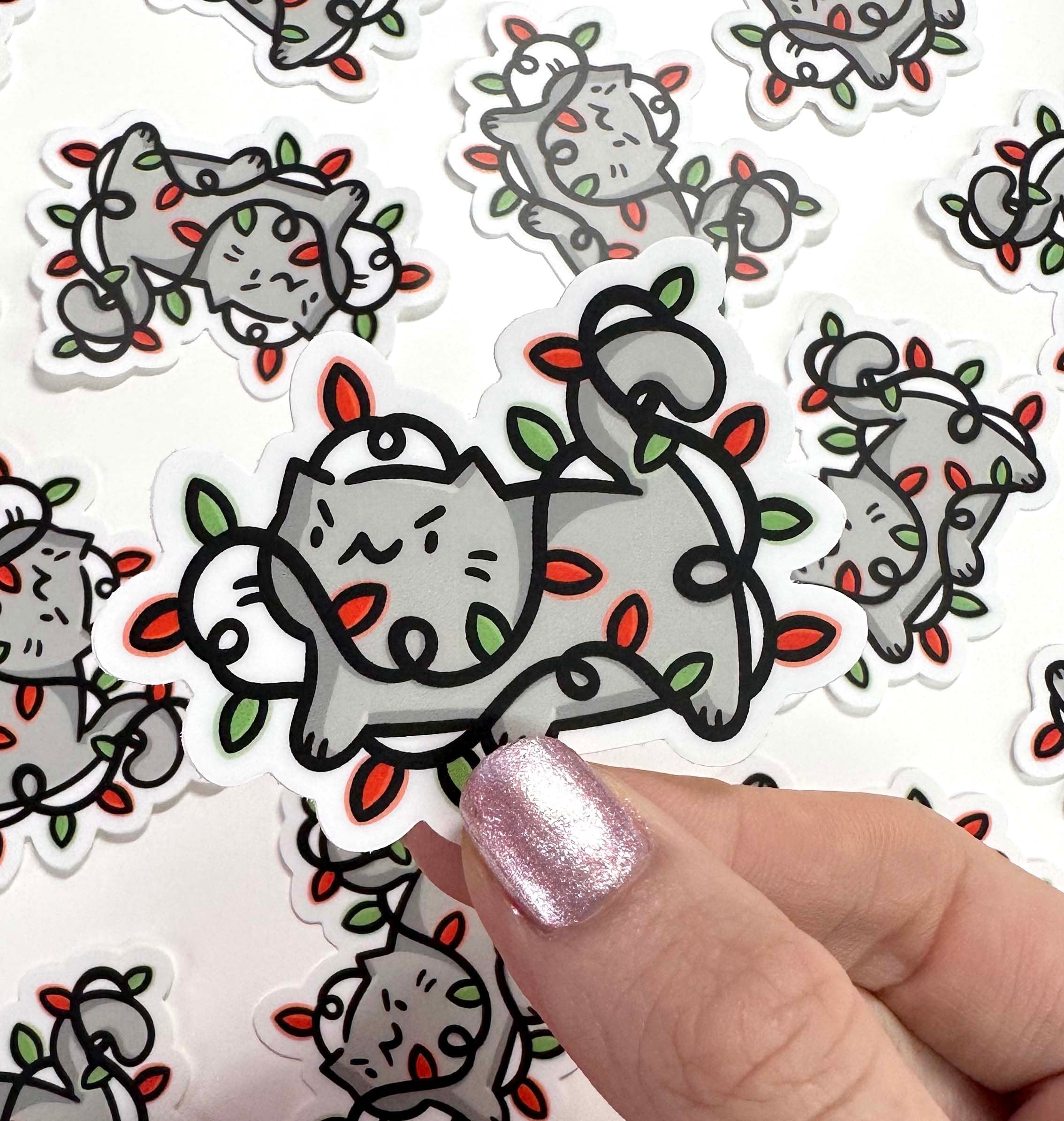 Christmas LIghts Cat Mini Sticker