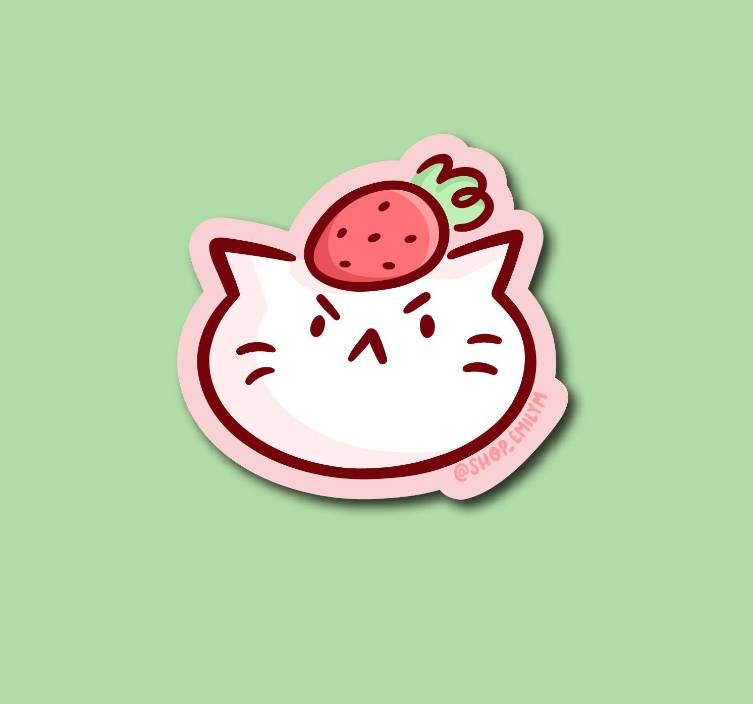 Strawberry Head Cat Sticker