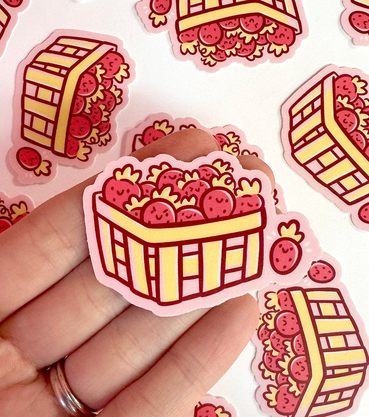 Basket of Strawberries Mini Sticker