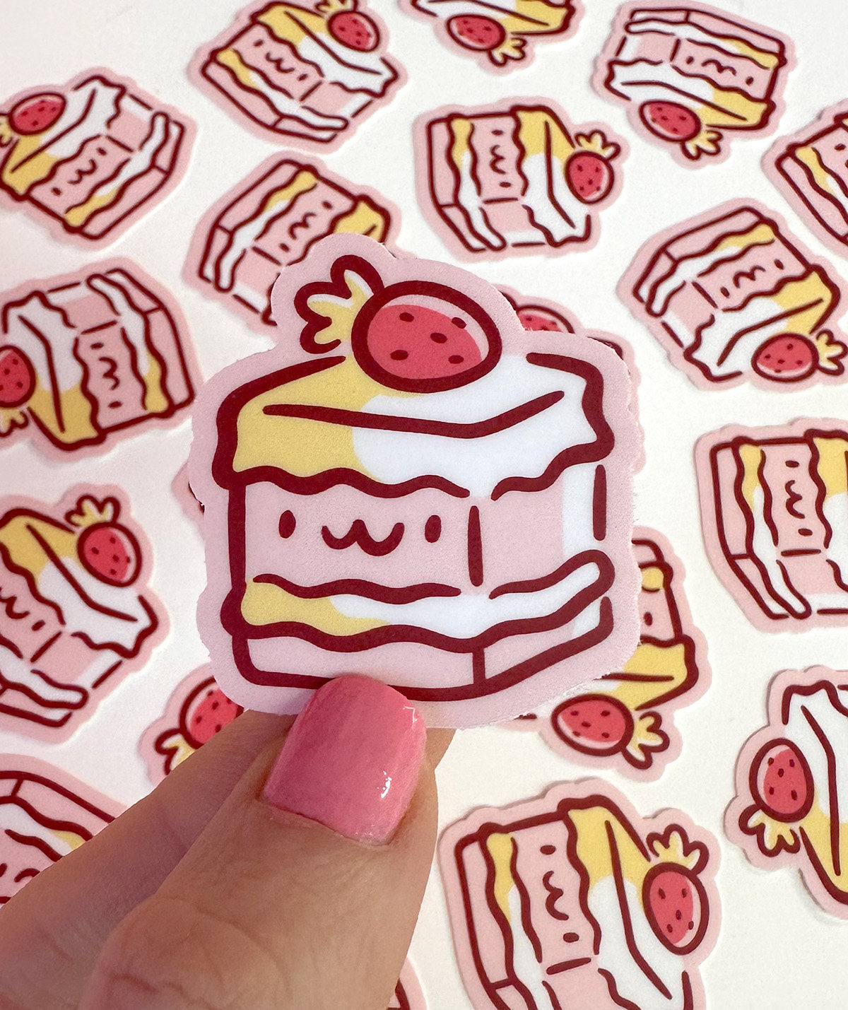 Square Strawberry Cake Mini Sticker