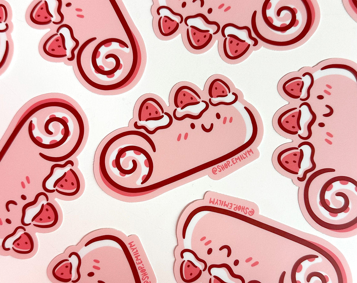 Pink Strawberry Roll Sticker