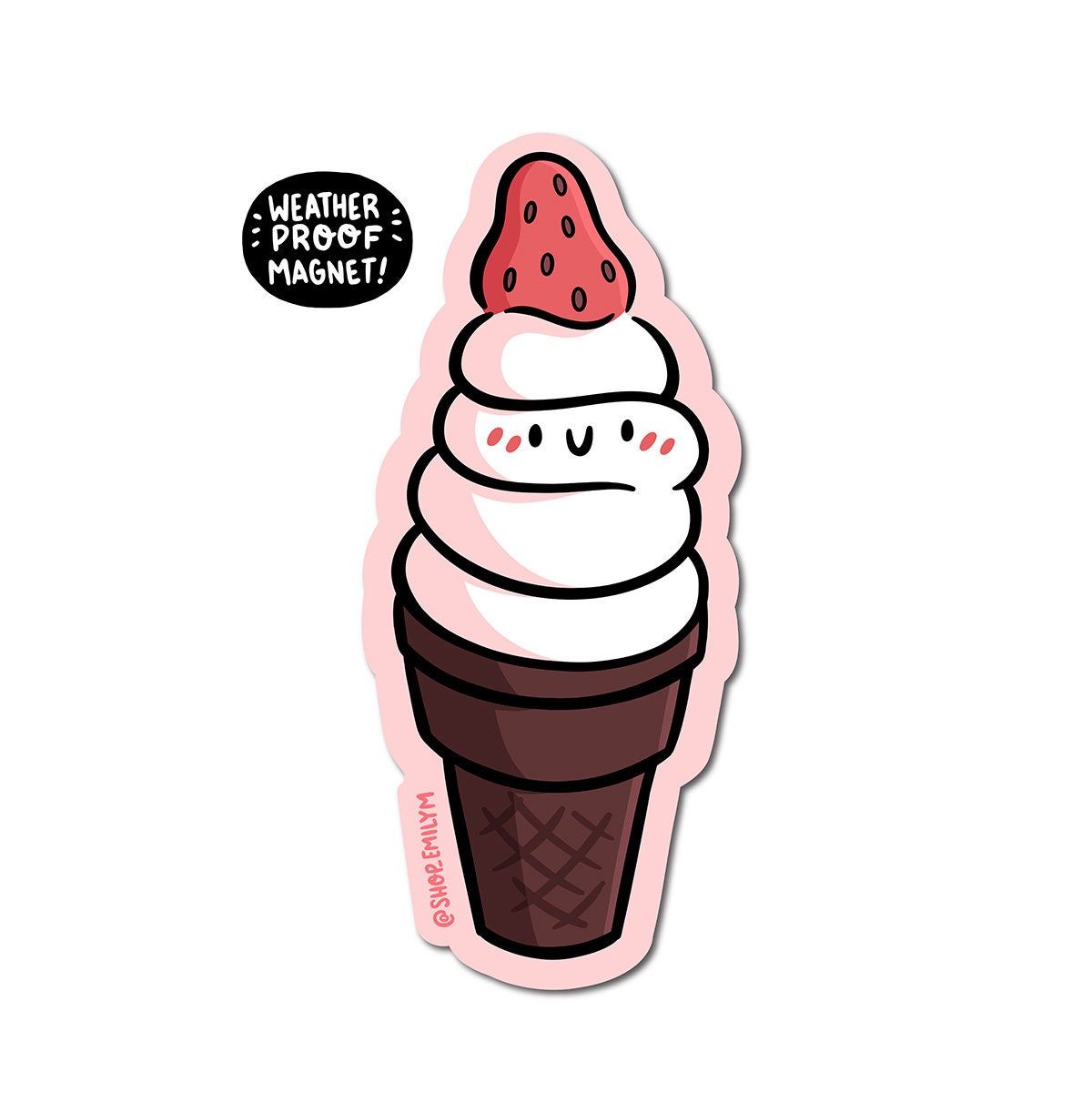 Strawberry Ice Cream Cone Magnet