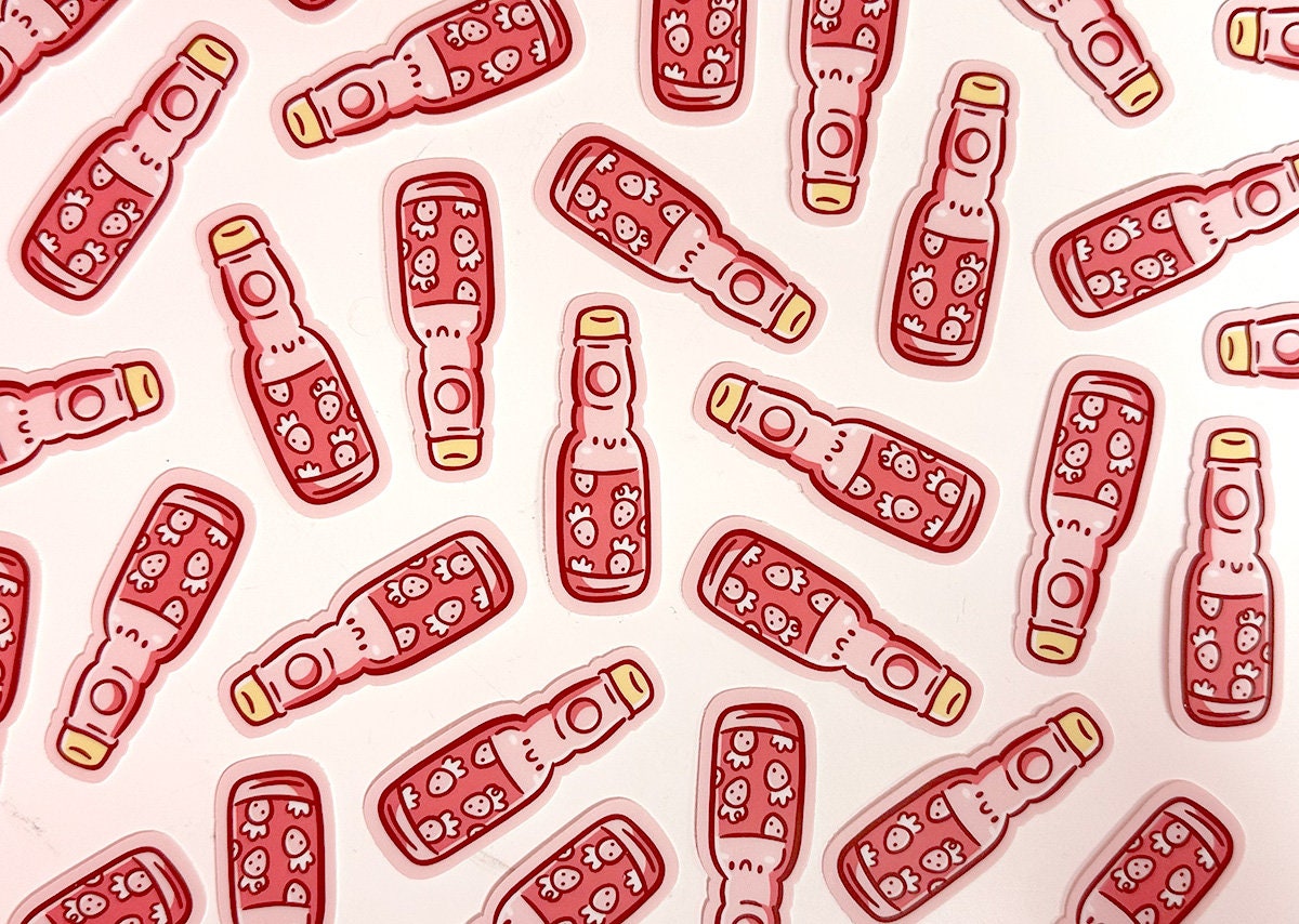 Strawberry Bottled Soda Mini Sticker