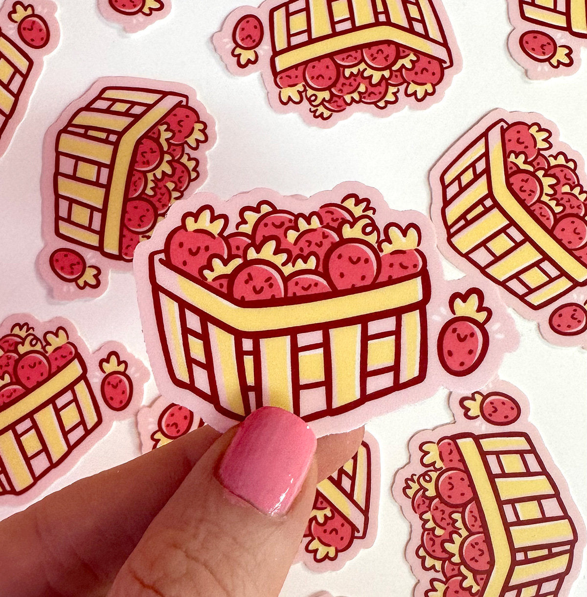 Basket of Strawberries Mini Sticker